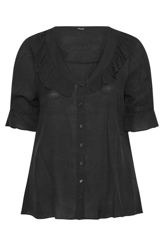LIMITED COLLECTION Plus Size Black Frill Blouse | Yours Clothing 6