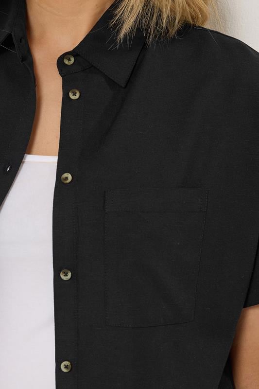 LTS Tall Women's Black Short Sleeve Linen Shirt | Long Tall Sally 5