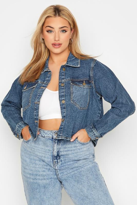 Plus Size  LIMITED COLLECTION Curve Blue Denim Cropped Shacket