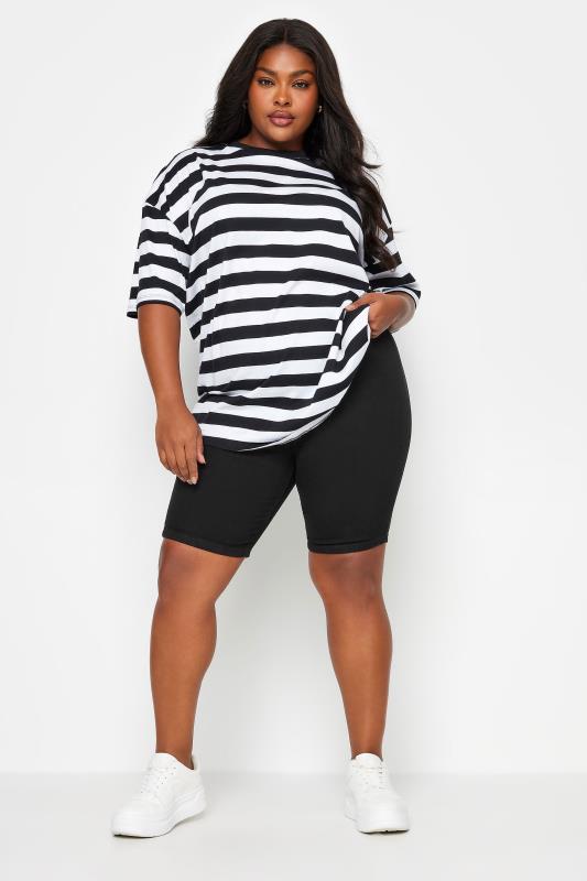 YOURS Plus Size Black Pull On Stretch Denim Cycling Shorts | Yours Clothing 2