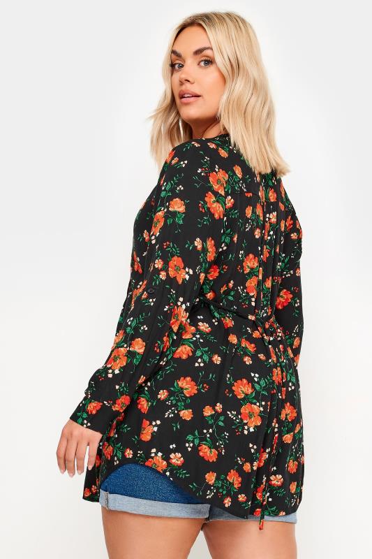 YOURS Plus Size Black Floral Pinruck Shirt | Yours Clothing 3