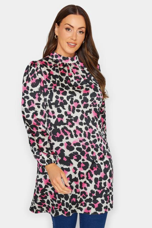 M&Co Pink Leopard Print High Neck Tunic Top | M&Co  1