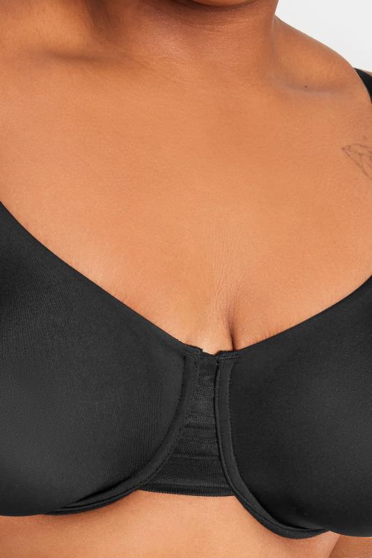 YOURS Plus Size Black Smoothing Silhouette Non Padded Underwired Bra | Yours Clothing 4