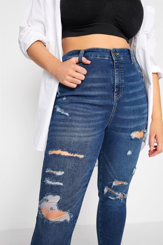 YOURS FOR GOOD Curve Indigo Blue Ripped AVA Jeans 3