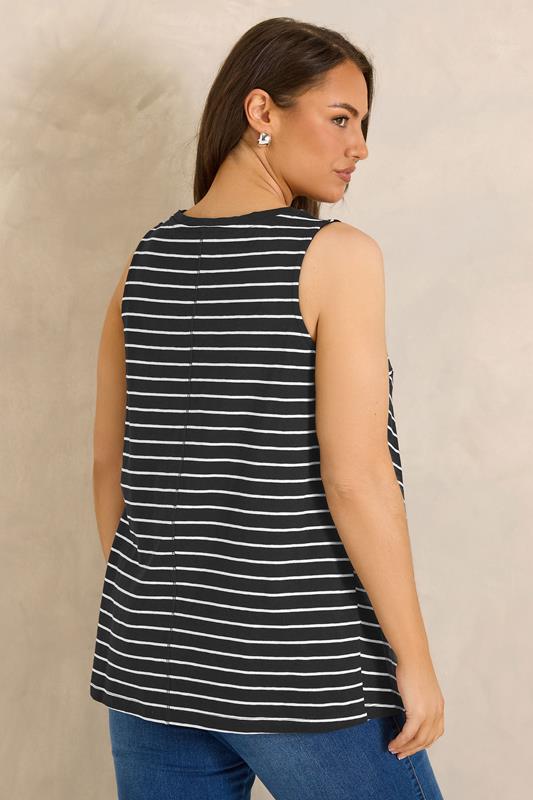 EVANS Plus Size 2 Pack Blue & Black Cotton Vest Tops 5