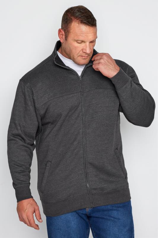 KAM Charcoal Grey Zip Through Sweatshirt_A.jpg