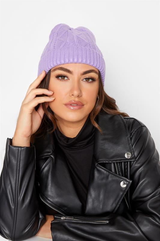 Purple Knitted Soft Touch Beanie Hat 2