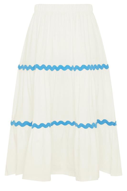 YOURS Plus Size White Wavy Detail Tiered Maxi Skirt | Yours Clothing 5