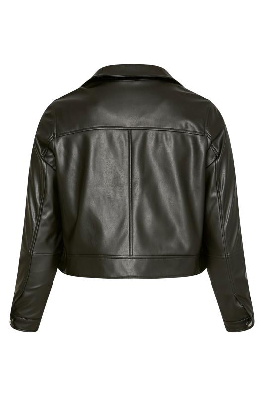 Plus Size Black Faux Leather Look Biker Jacket | Yours Clothing  7