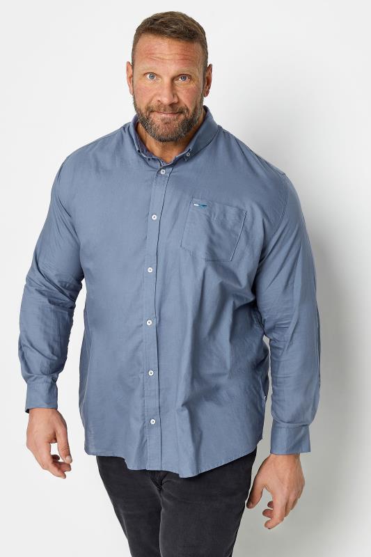  Tallas Grandes BadRhino Big & Tall Storm Blue Long Sleeve Oxford Shirt