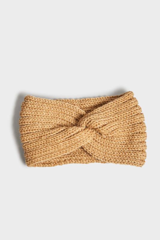 Plus Size Beige Brown Knitted Twist Headband | Yours Clothing 2