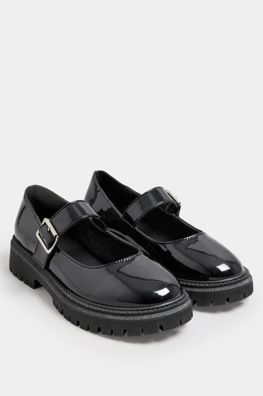 Black Patent Chunky Mary Jane Shoes In An Extra Wide EEE Fit Yours Clothing