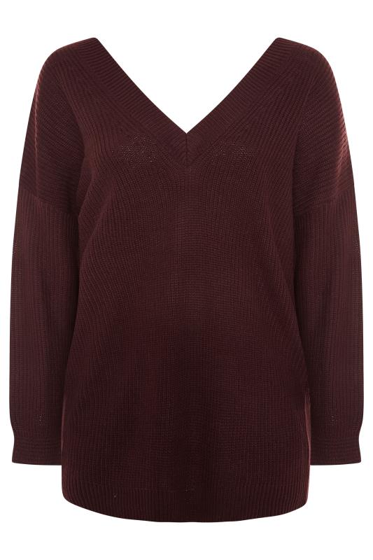 Curve Berry Red V-Neck Knitted Jumper 6