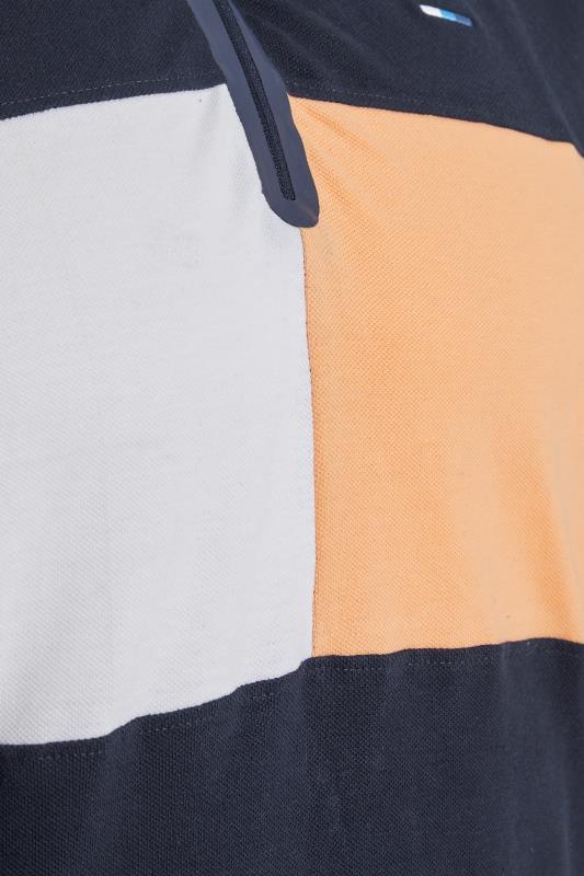 BadRhino Navy Blue Zip Neck Colour Block Polo Shirt | BadRhino 4