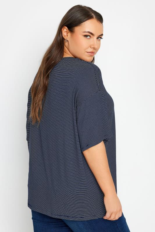 YOURS Plus Size Dark Blue Oversized Boxy T-Shirt | Yours Clothing 3