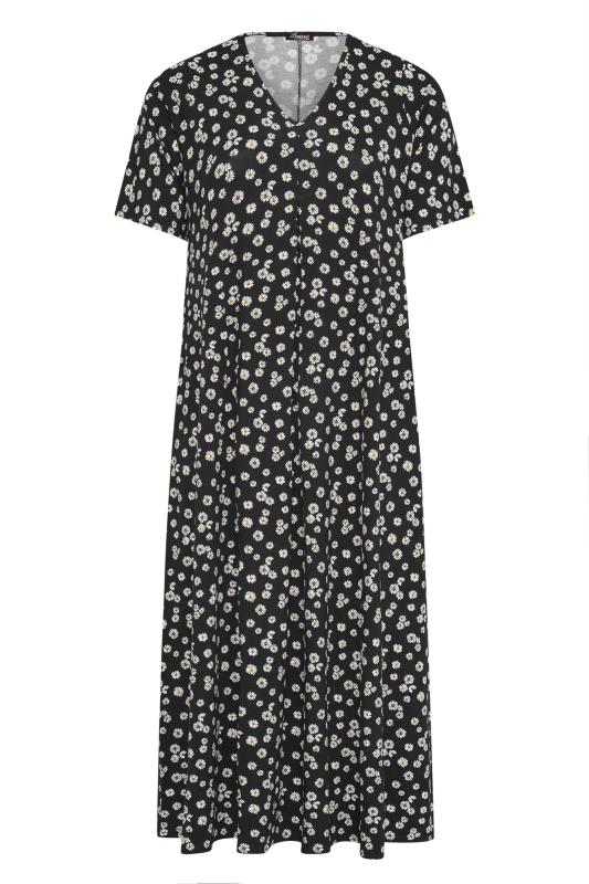 LIMITED COLLECTION Curve Black Daisy Pleat Front Maxi Dress 6
