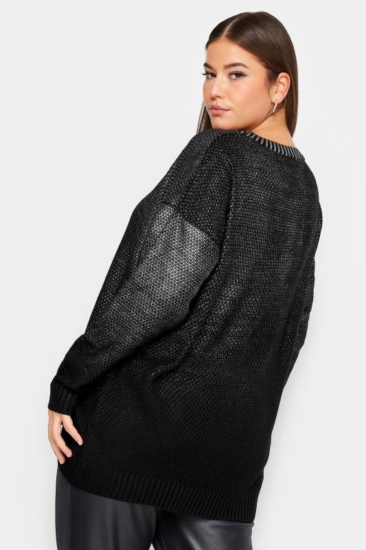 YOURS Curve Black Metallic Jumper | Yours Clothing 3