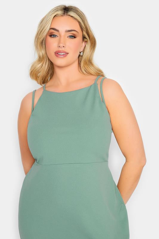 YOURS PETITE Plus Size Sage Green Split Hem Maxi Dress | Yours Clothing 4