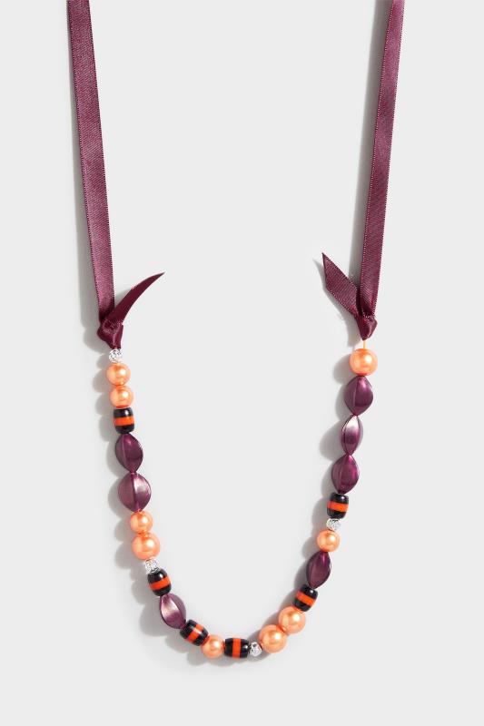 Purple Beaded Necklace | Yours Clothing 2