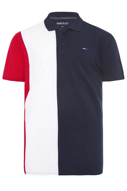 BadRhino Big & Tall Navy Blue & Red Striped Polo Shirt 2