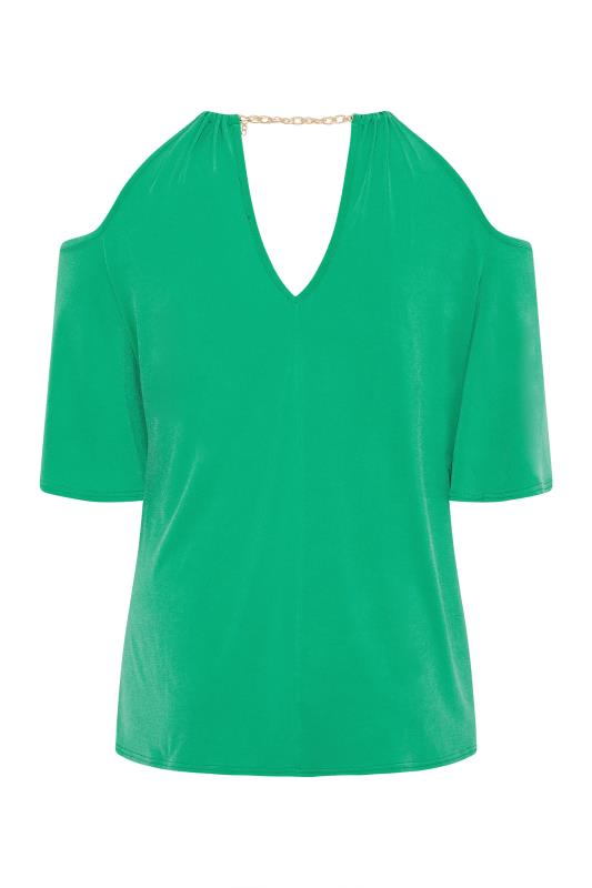 YOURS LONDON Curve Bright Green Chain Neckline Cold Shoulder Top 7
