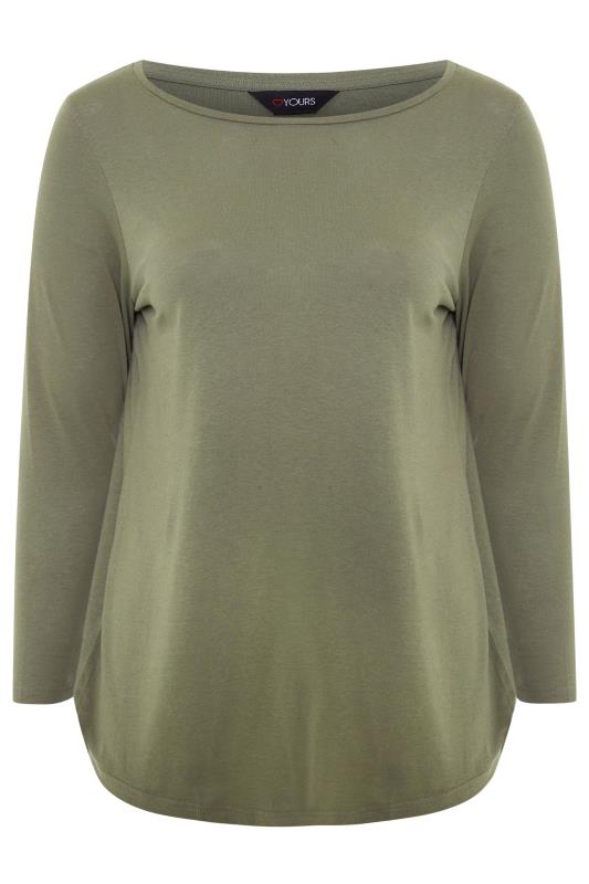 Plus Size Khaki Green Long Sleeve T-Shirt | Yours Clothing 4