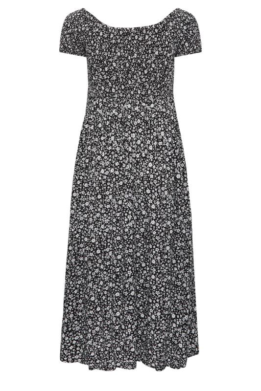 Plus Size Black Floral Shirred Bardot Maxi Dress | Yours Clothing 7