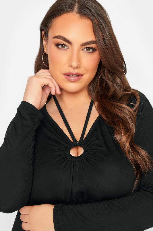 Plus Size Black Ring Detail Swing Top | Yours Clothing 4