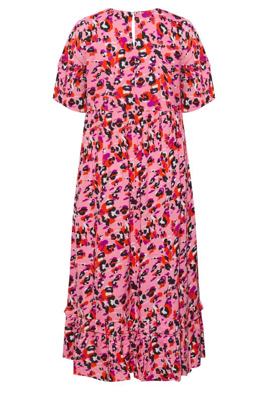 Curve Pink Leopard Print Maxi Dress 7