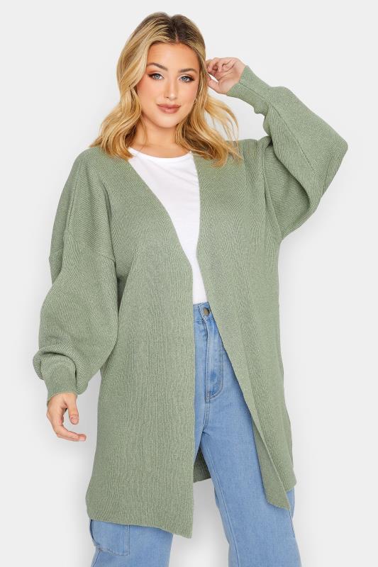Plus Size Sage Green Knitted Cardigan | Yours Clothing 1