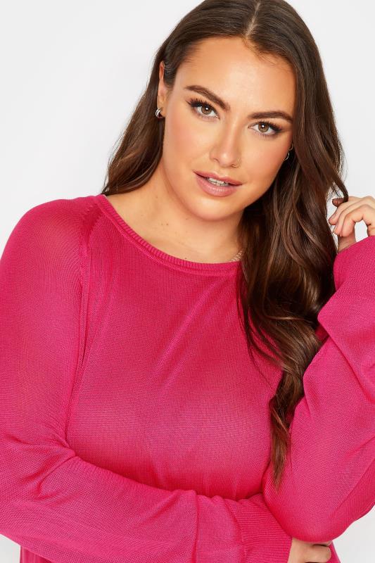 YOURS Curve Pink Fine Knit Jumper | Yours Clothing 4