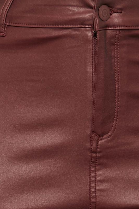 Plus Size Burgundy Red Coated Skinny Stretch AVA Jeans | Yours Clothing 4