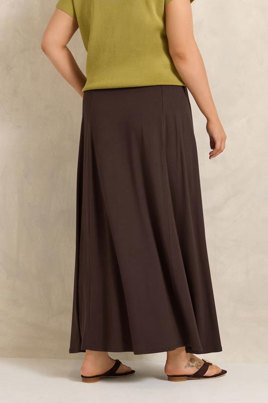 EVANS Plus Size Chocolate Brown Maxi Skirt | Evans  2
