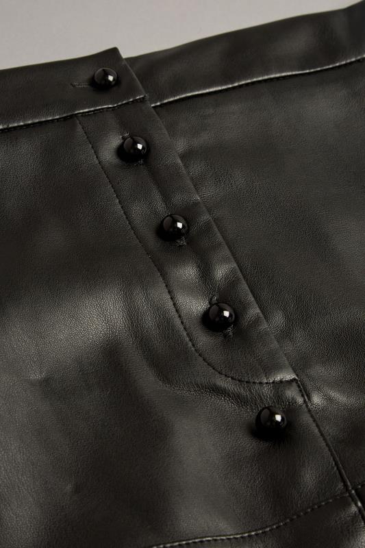 Evans Black Vegan Leather Button Skirt 6