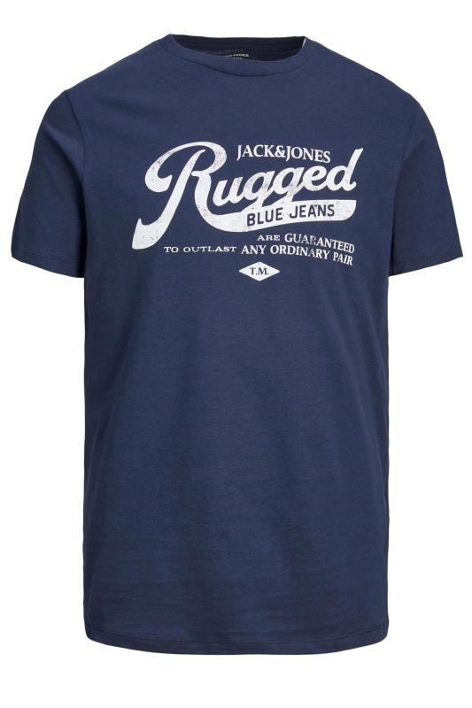 JACK & JONES Big & Tall Navy Blue 'Rugged' Slogan T-Shirt | BadRhino  2