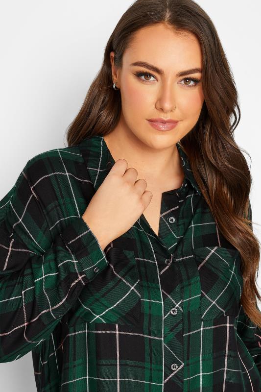 Plus Size Green Check Button Through Shirt | Yours Clothing  4