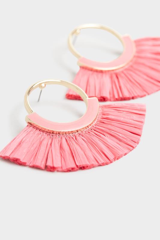 Pink Raffia Enamel Fan Earrings 3