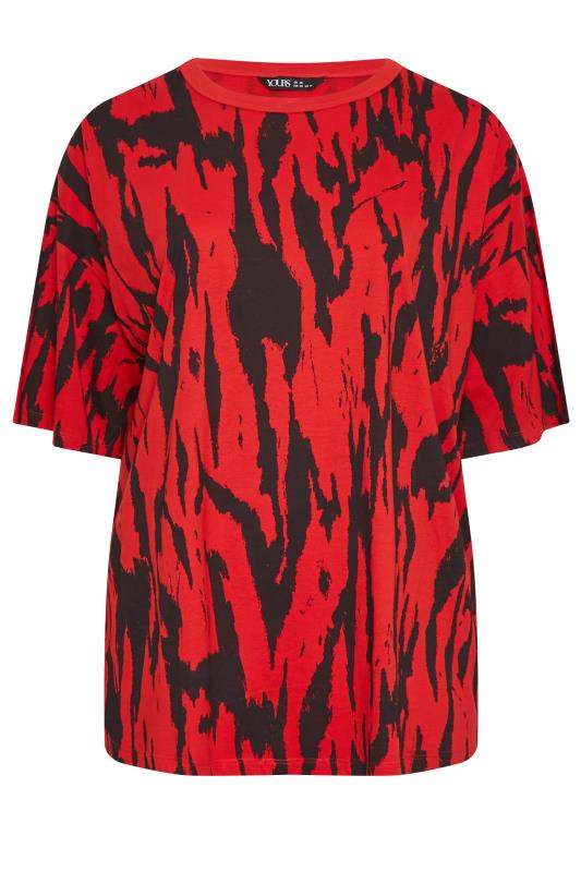 YOURS Curve Plus Size Red Abstract Print T-Shirt | Yours Clothing  7