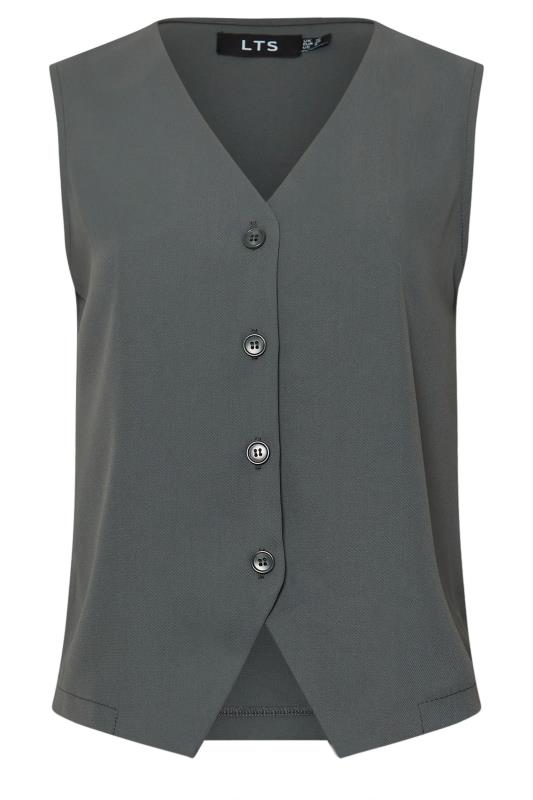 LTS Tall Grey Sleeveless Waistcoat Top | Long Tall Sally 6