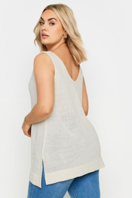 YOURS Plus Size White Knitted Vest Top | Yours Clothing 3