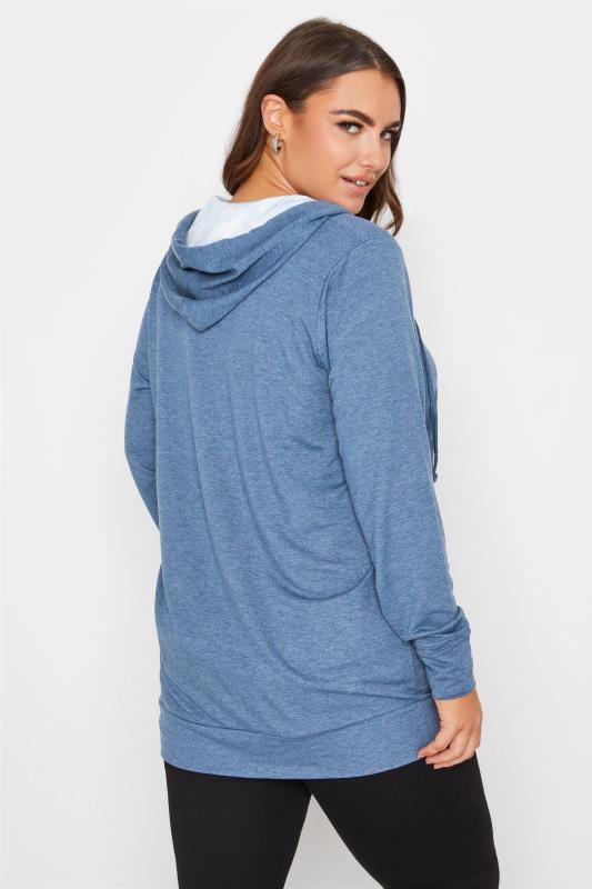 Plus Size Blue Zip Through Hoodie | Yours Clothing 3