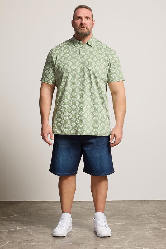 KAM Big & Tall Sage Green Floral Print Polo Shirt | BadRhino 1