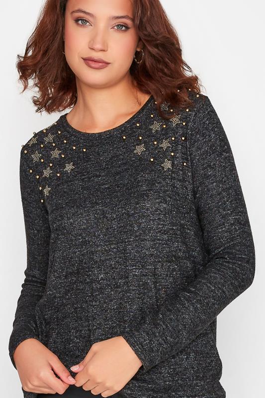 LTS Tall Women's Grey Star Embellished Sweatshirt | Long Tall Sally 4