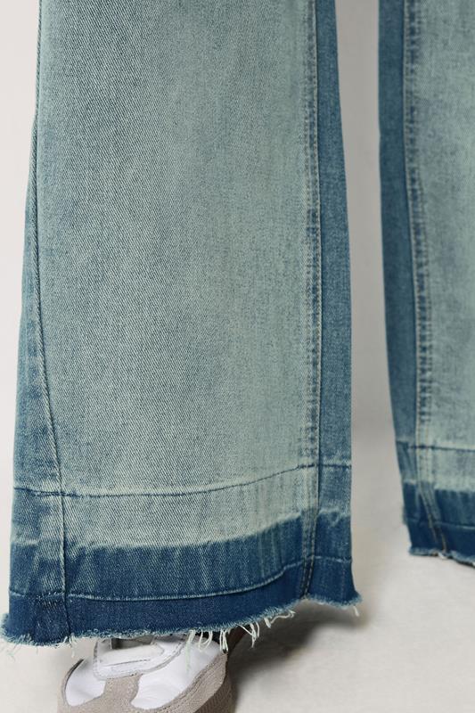 PixieGirl Petite Women's Mid Blue Frayed Wide Leg Jeans | PixieGirl  4