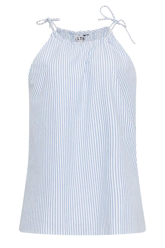 LTS Tall Women's Blue Stripe Halter Neck Top | Long Tall Sally 6