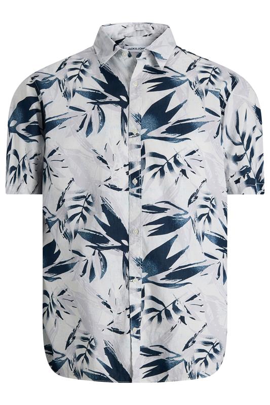 JACK & JONES Big & Tall White Tropical Print Short Sleeve Shirt | BadRhino 2