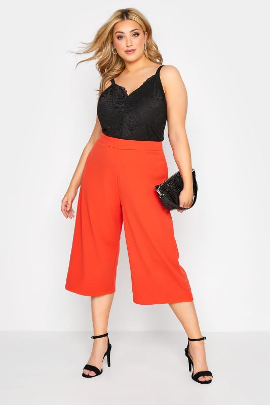YOURS LONDON Plus Size Bright Orange Wide Leg Culottes | Yours Clothing 2