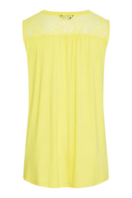 Curve Bright Yellow Lace Insert Button Down Vest Top 6