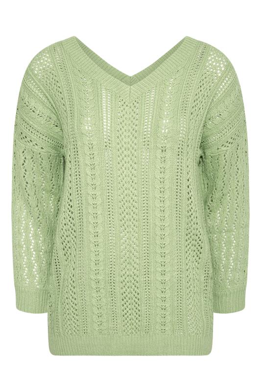 Plus Size Curve Green V-Neck Knitted Jumper | Yours Clothing 6