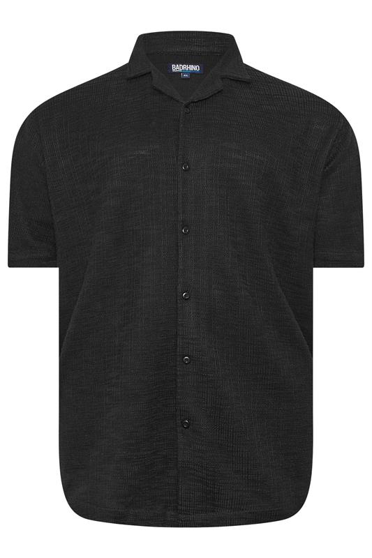 BadRhino Big & Tall Black Textured Revere Shirt | BadRhino 6